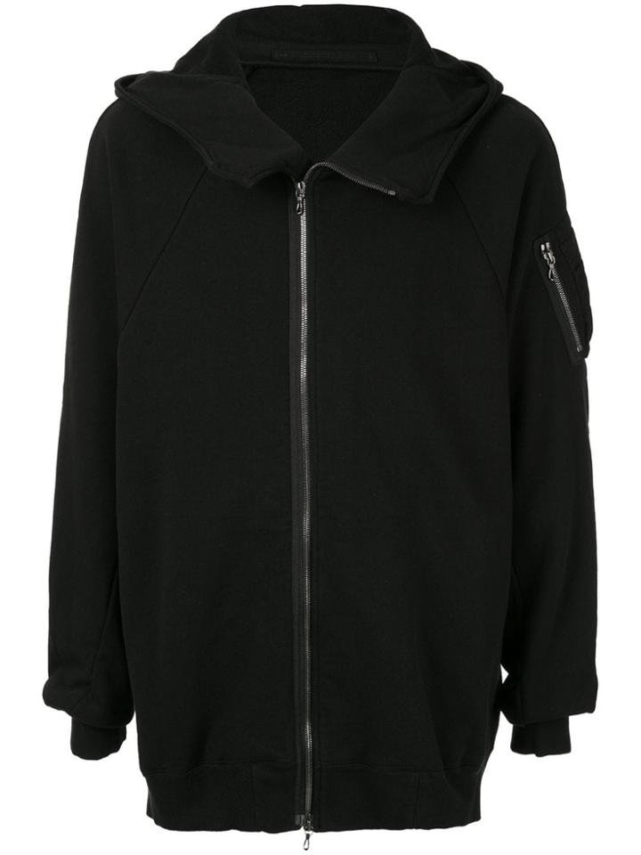 Julius Zipped Panel Hoodie - Black