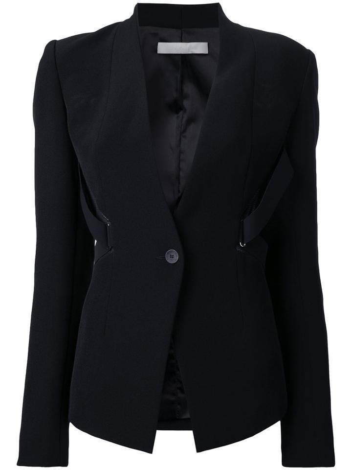 Dion Lee - Mesh Stripe Blazer - Women - Polyester - 8, Black, Polyester