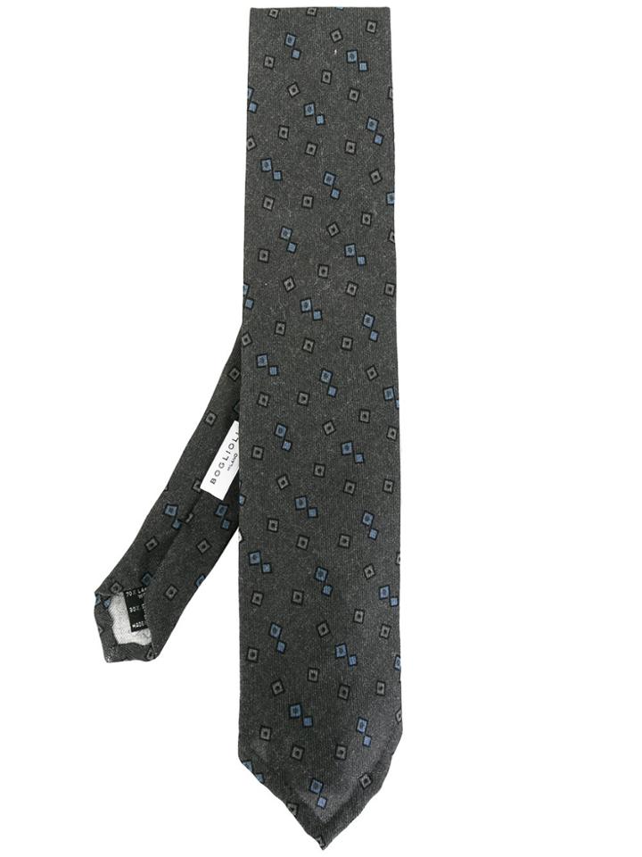 Boglioli Square Print Tie - Grey