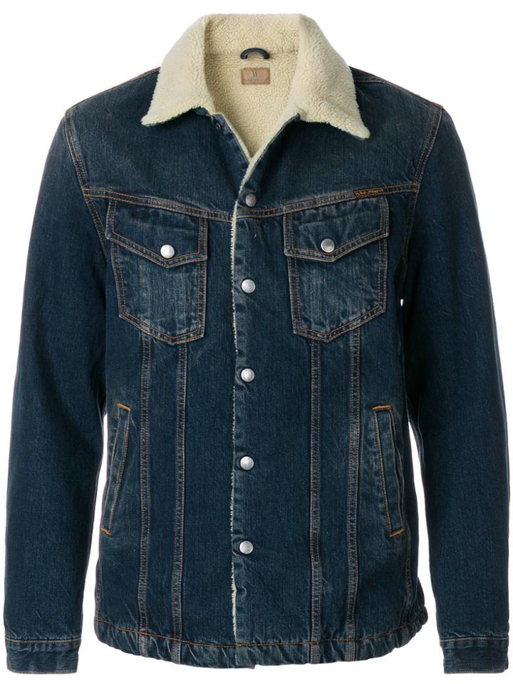 Nudie Jeans Co Shearling Denim Jacket - Blue