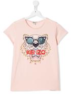 Kenzo Kids Sunglasses Tiger Logo T-shirt - Pink