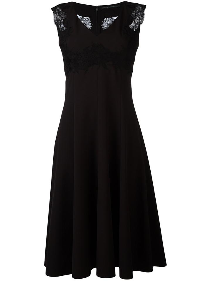 Ermanno Scervino V-neck Flared Dress, Women's, Size: 44, Black, Polyamide/polyester/spandex/elastane/viscose