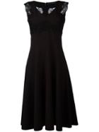 Ermanno Scervino V-neck Flared Dress, Women's, Size: 44, Black, Polyamide/polyester/spandex/elastane/viscose
