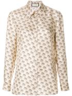 Gucci Invite Stamp Long-sleeve Blouse - Nude & Neutrals