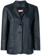 Yves Salomon Leather Blazer - Blue