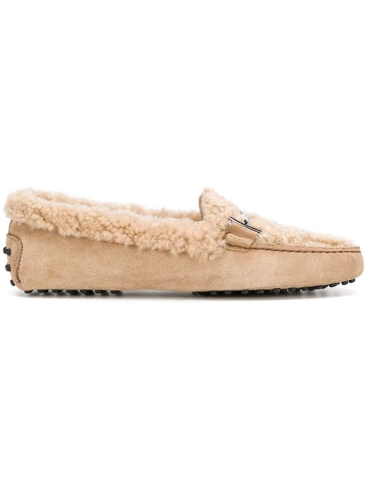 Tod's Gommini Shearling Loafers - Neutrals
