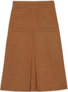 Burberry Topstitch Detail Wool Silk Mohair Linen A-line Skirt - Bronze