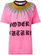 Gucci - Logo Patch T-shirt - Women - Cotton/acrylic/nylon/wool - S, Pink/purple, Cotton/acrylic/nylon/wool