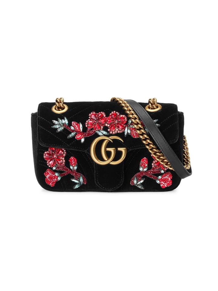 Gucci Mini Gg Marmont Shoulder Bag - Black