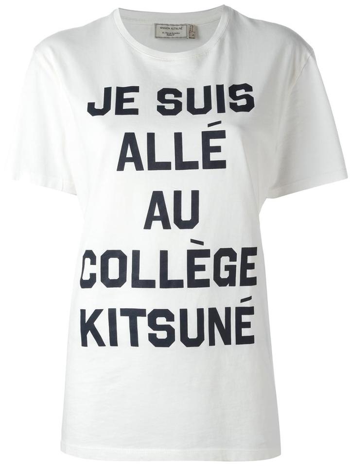 Maison Kitsuné Quote Print T-shirt, Women's, Size: Large, White, Cotton