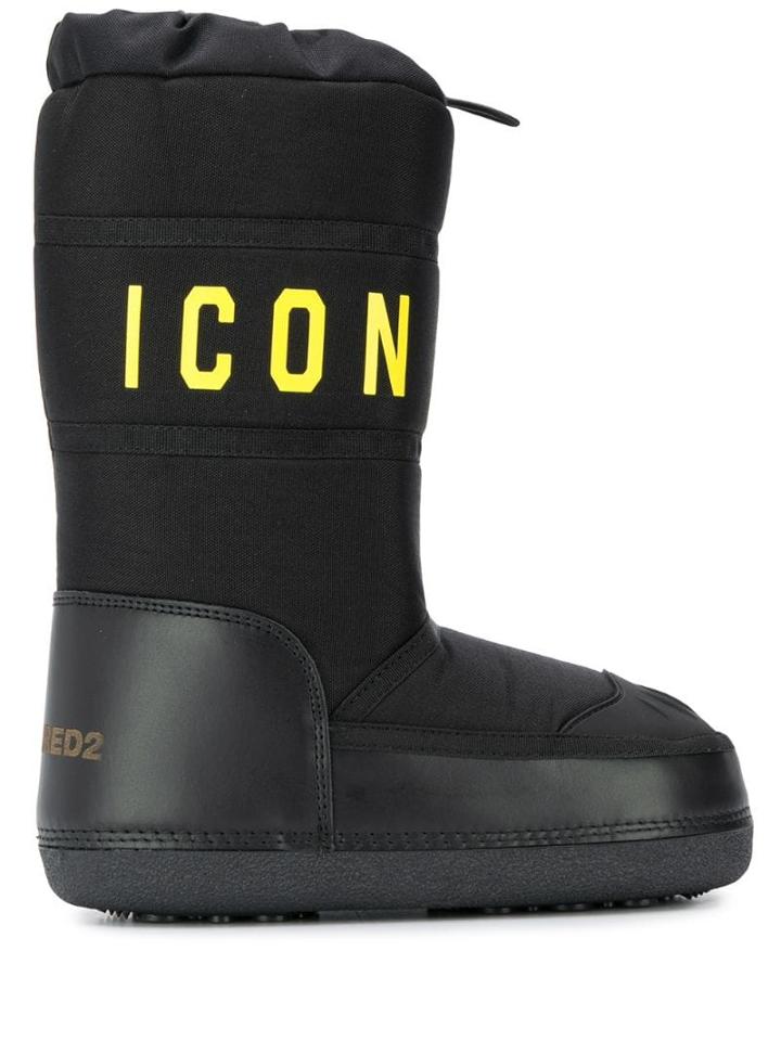 Dsquared2 Printed Detail Snow Boots - Black