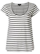 Theory Striped Scoop Neck T-shirt - White