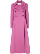 Valentino Long Empire Line Coat - Pink & Purple