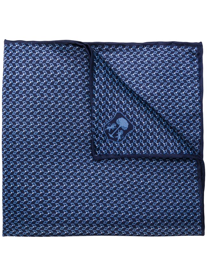 Corneliani Embroidered Logo Square Scarf - Blue