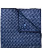 Corneliani Embroidered Logo Square Scarf - Blue
