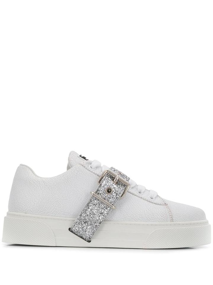 Miu Miu Glitter Detail Low-top Sneakers - White