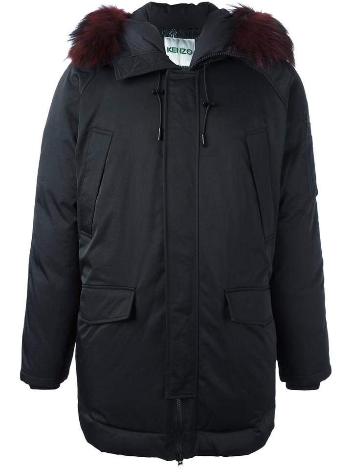 Kenzo Padded Coat, Men's, Size: Medium, Black, Polyester/racoon Fur/feather Down