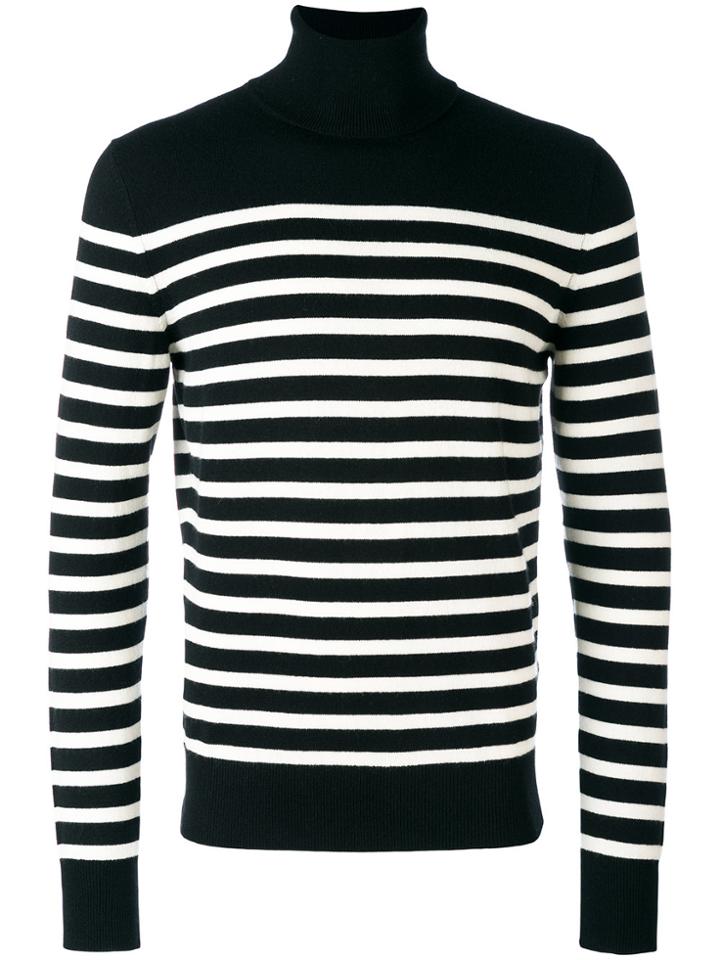 Saint Laurent Striped Roll Neck Jumper - Black