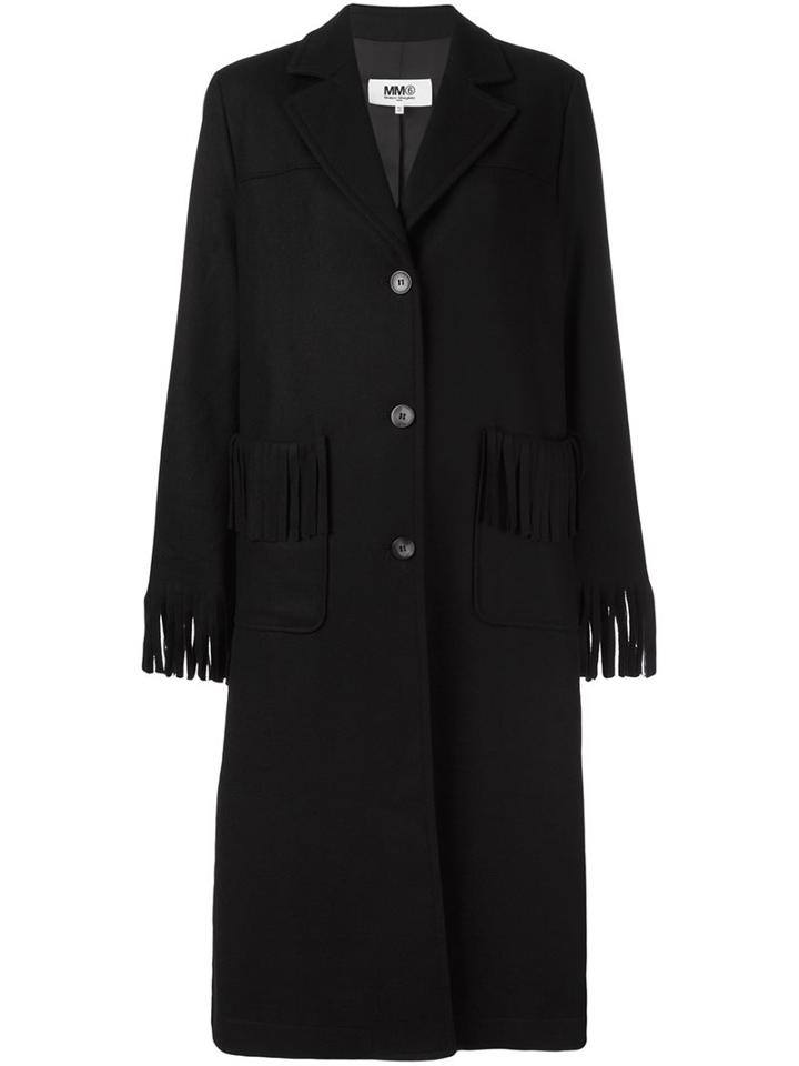 Mm6 Maison Margiela 'frill Frill' Coat, Women's, Size: 44, Black, Polyamide/viscose/wool