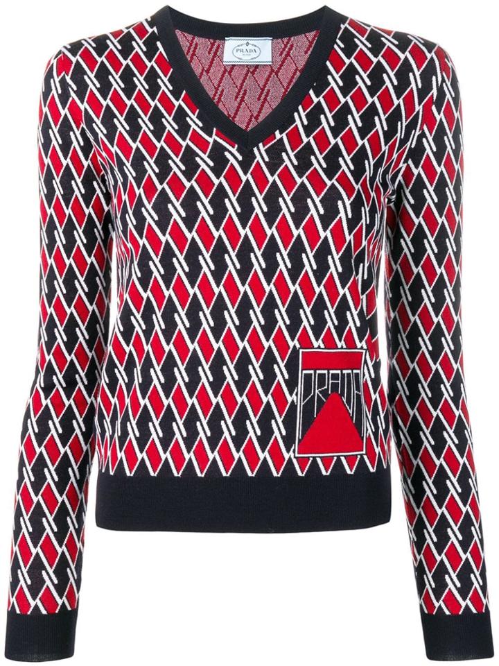 Prada Geometric Long-sleeve Sweater - Blue
