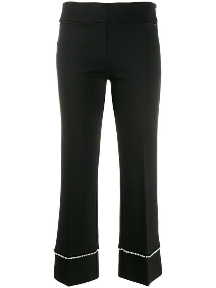 Twin-set Pearl Embellished Cropped Trousers - Black