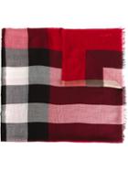 Burberry Checked Scarf, Women's, Red, Silk/modal/cashmere