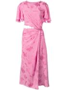 Prabal Gurung Flutter Sleeve Side Cut-out Dress - Pink & Purple