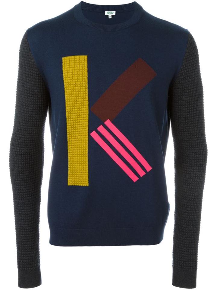 Kenzo K Intarsia Jumper, Men's, Size: Medium, Blue, Wool