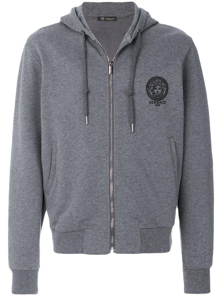 Versace Medusa Logo Zipped Hoodie - Grey