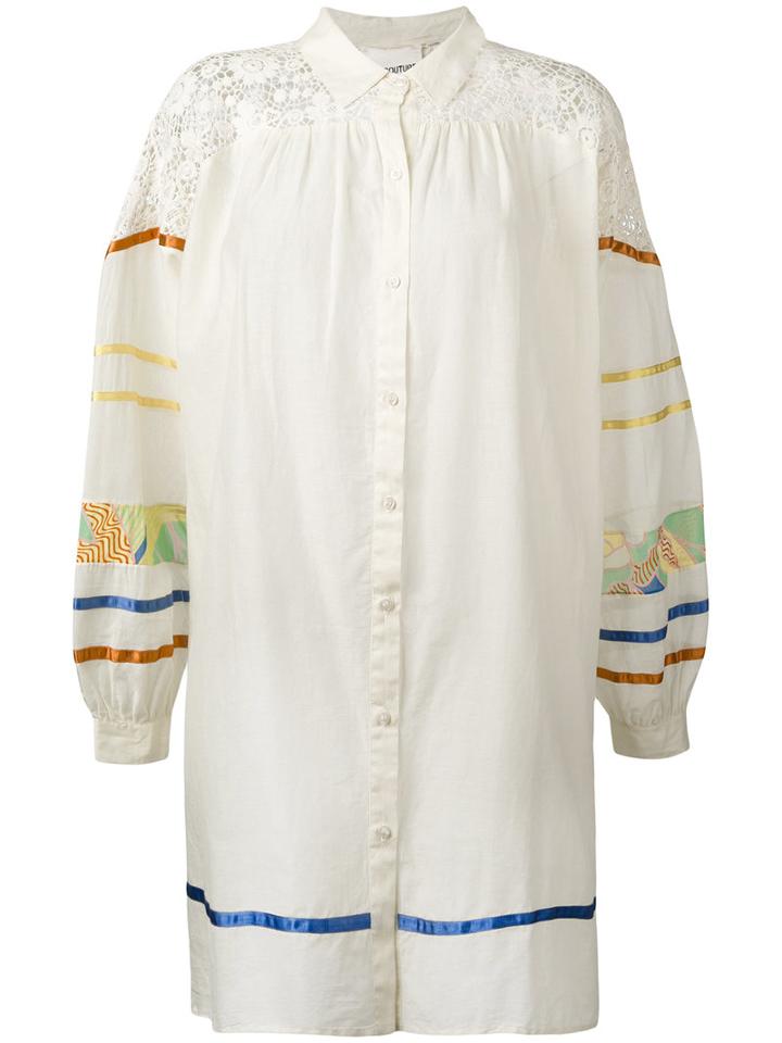 Semicouture - Contrast Stripe Shirt Dress - Women - Cotton - 44, Nude/neutrals, Cotton