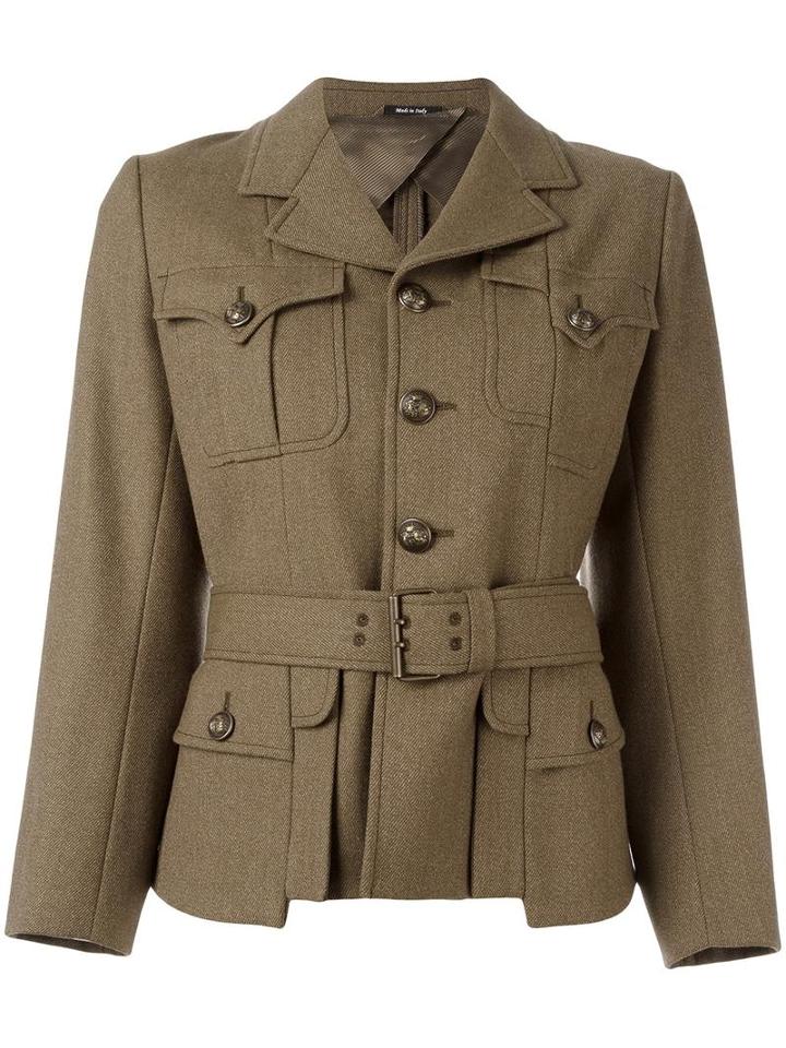 Maison Margiela - Buttoned Short Jacket - Women - Silk/cotton/cupro/wool - 44, Nude/neutrals, Silk/cotton/cupro/wool