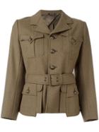 Maison Margiela - Buttoned Short Jacket - Women - Silk/cotton/cupro/wool - 44, Nude/neutrals, Silk/cotton/cupro/wool