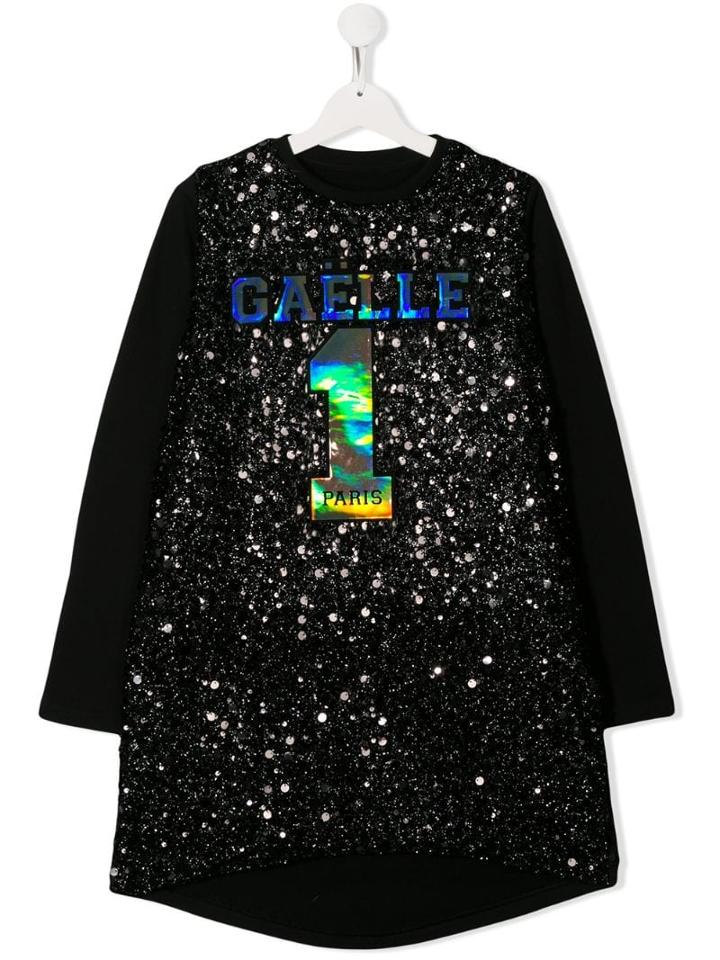 Gaelle Paris Kids Logo Sequin Dress - Black