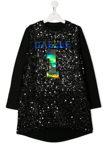 Gaelle Paris Kids Logo Sequin Dress - Black