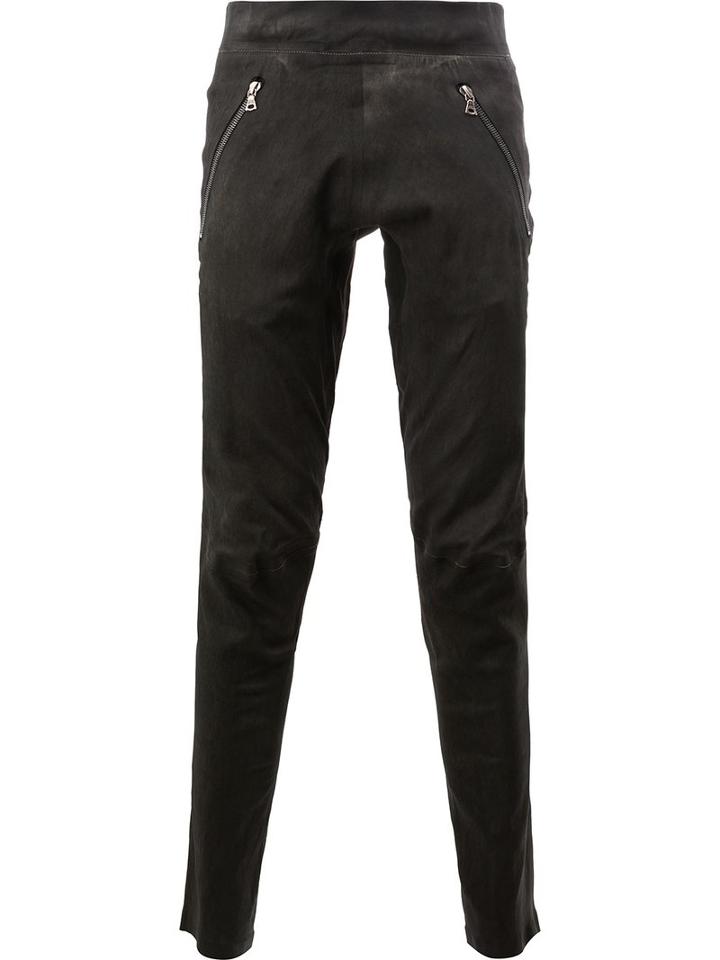 Isaac Sellam Experience - Zipped Pocket Trousers - Men - Lamb Skin - L, Black, Lamb Skin