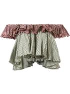 Tome - Ruffle Cropped Top - Women - Polyester Taffeta - M, Green, Polyester Taffeta