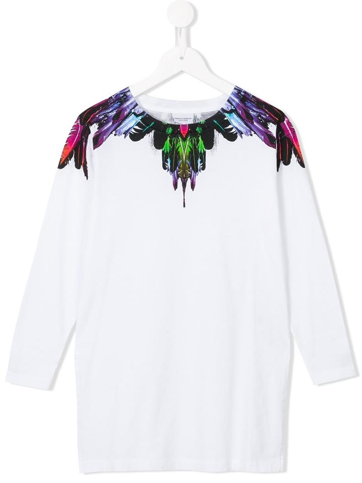 Marcelo Burlon County Of Milan Kids 'wings Fluo' T-shirt, Girl's, Size: 8 Yrs, White