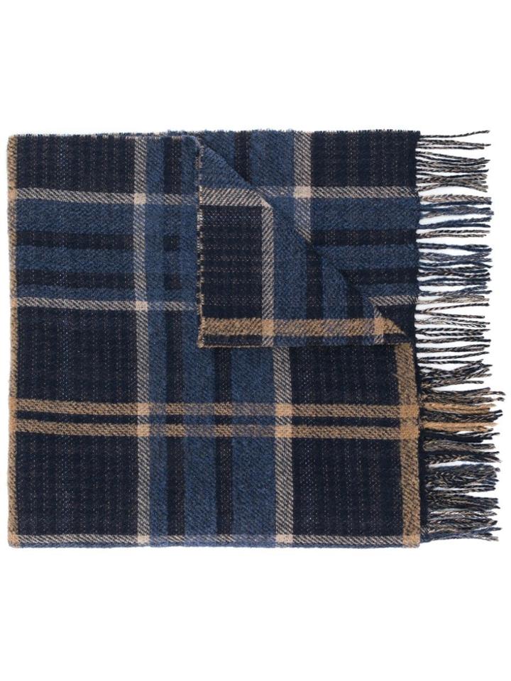 Hope Checked Print Wide Scarf - Blue