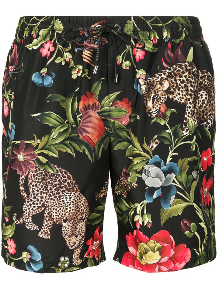 Dolce & Gabbana Floral Print Swim Shorts - Black