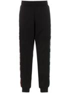 Moschino Ticker Logo Embroidered Cotton Track Pants - Black