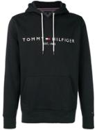 Tommy Hilfiger Logo Embroidered Hoodie - Black