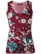 Roberto Cavalli - Floral Print Tank Top - Women - Silk/cashmere/wool - 46, Red, Silk/cashmere/wool