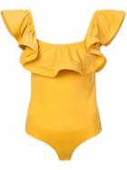 Misa Los Angeles Lyda Frilled Bodysuit - Yellow & Orange