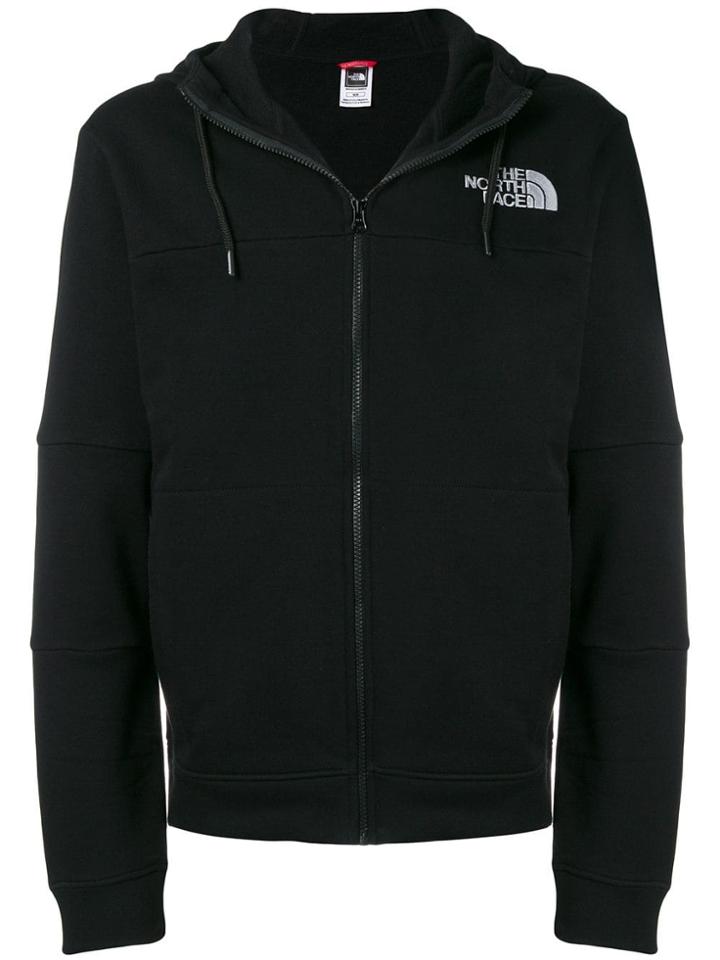 The North Face Zipped Logo Print Hoodie - Black