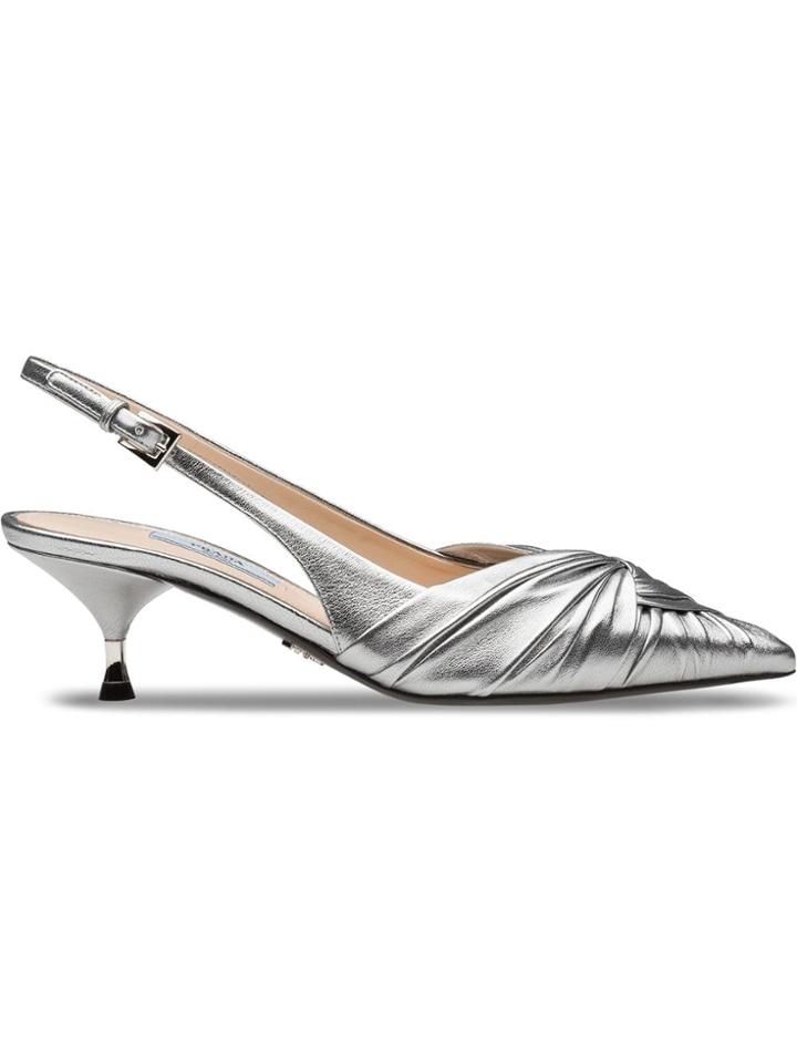 Prada Sling-back Pointed Pumps - Metallic