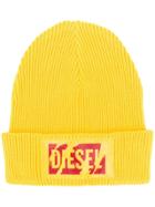 Diesel Logo Ribbed Beanie - Yellow