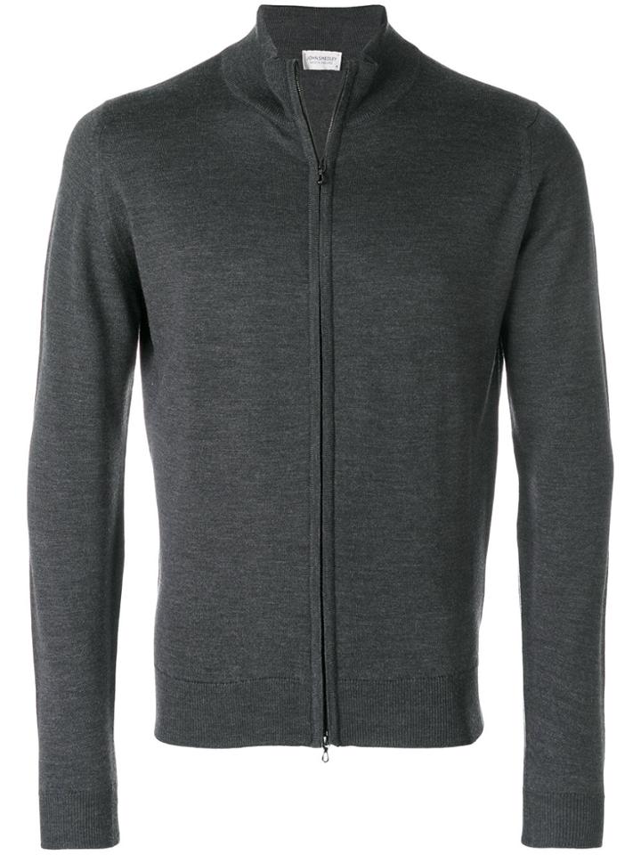 John Smedley High Neck Zipped Cardigan - Grey