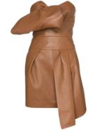 Alexandre Vauthier Strapless Leather Mini Dress - Brown