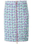 Boutique Moschino Houndstooth Skirt, Women's, Size: 40, Purple, Cotton/polyamide/acetate/virgin Wool