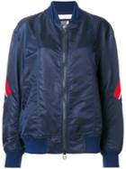 Facetasm - Stripe Detail Bomber Jacket - Women - Nylon/polyester/wool - Iv, Blue, Nylon/polyester/wool